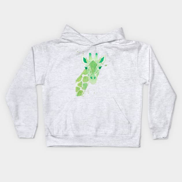 Lime Green Giraffe Kids Hoodie by dangerbetz